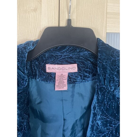 Bandolino Jacket Womens 14 Blue Y2K Vintage Blazer Velvet Embroidered Witchy - Picture 3 of 5